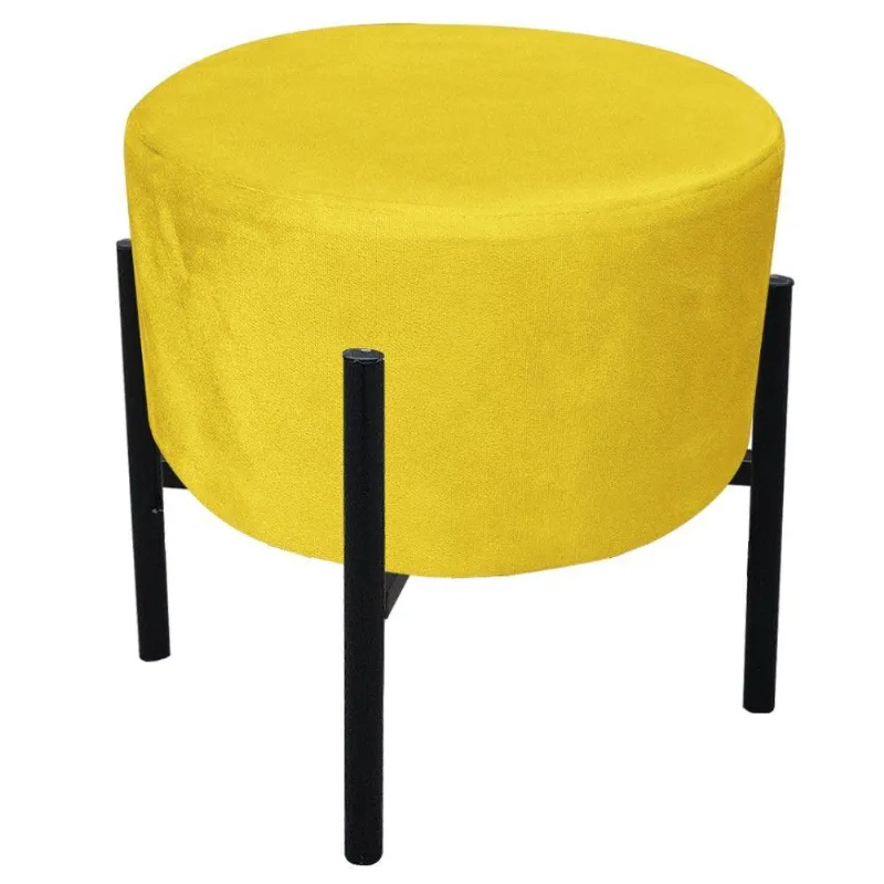 Puff Iron Suede Base Palito D´rossi Amarelo