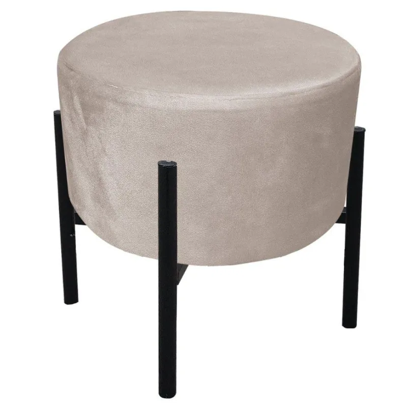 Puff Iron Suede Base Palito D´rossi Bege