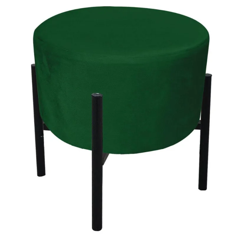 Puff Iron Suede Base Preto Palito Verde