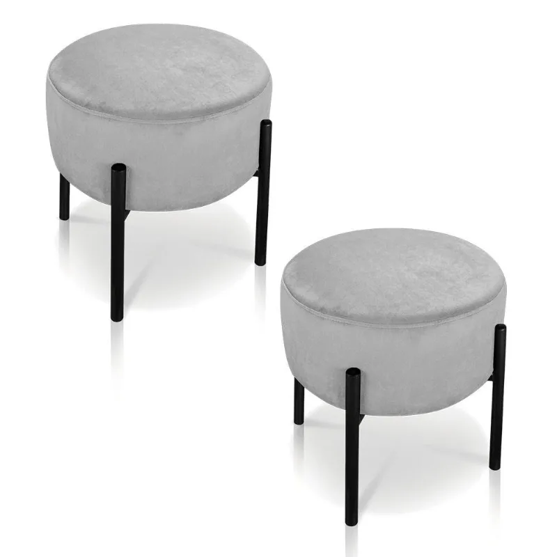 Kit 02 Puffs Iron Suede Cinza Base Palito