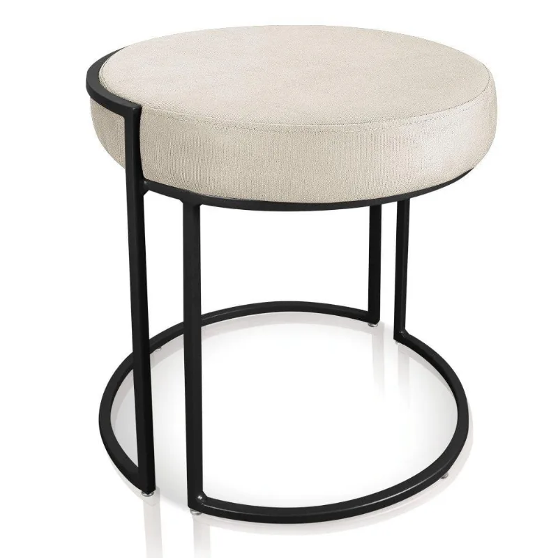 Puff Love Suede Base Preto D´rossi Bege