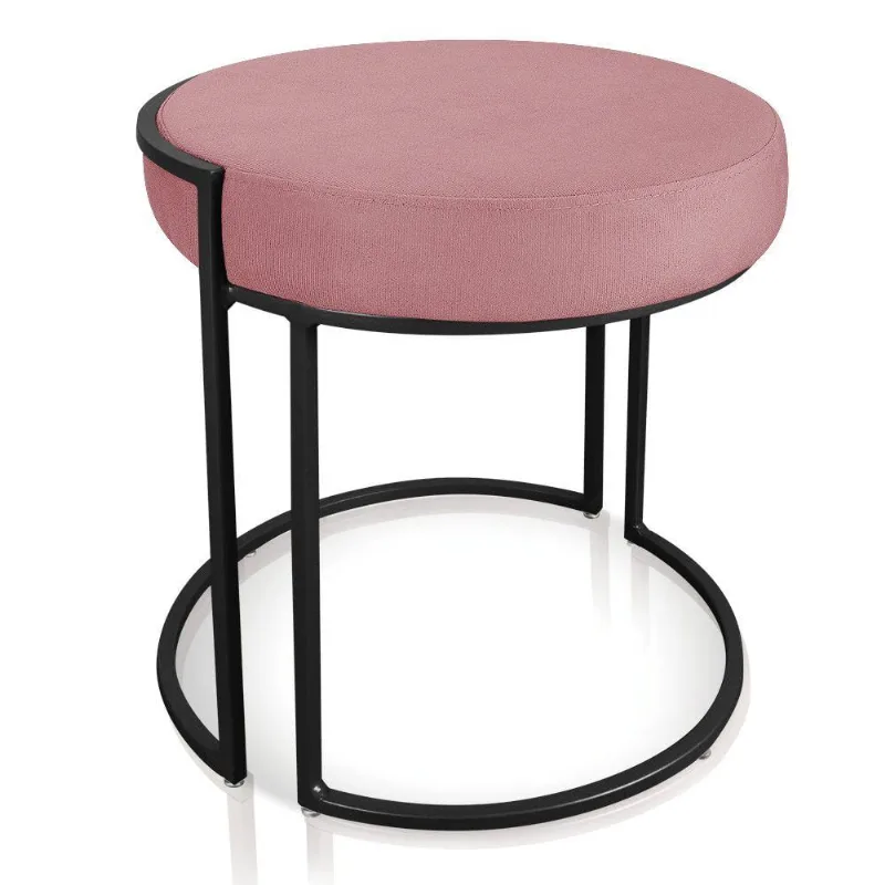 Puff Love Suede Base Preto D´rossi Rose