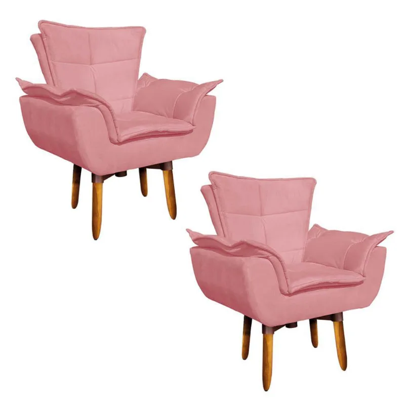 Kit 02 Poltronas Giratória Opala Rose 25cm