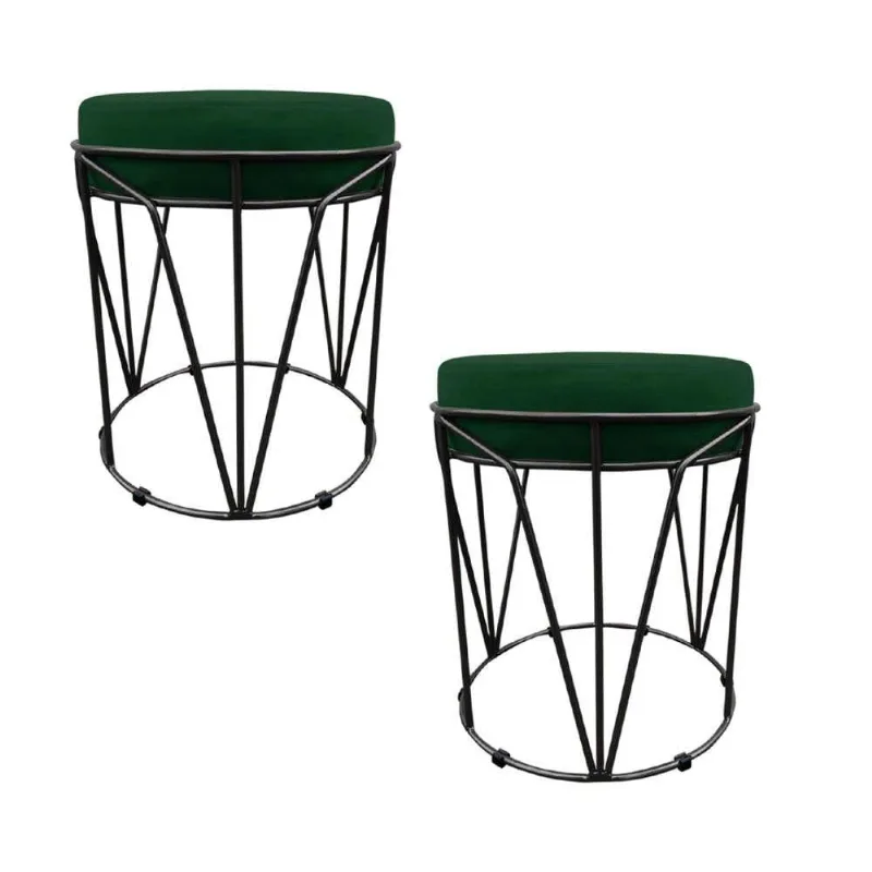 Kit 02 Puff Babu Suede Base Preto Verde