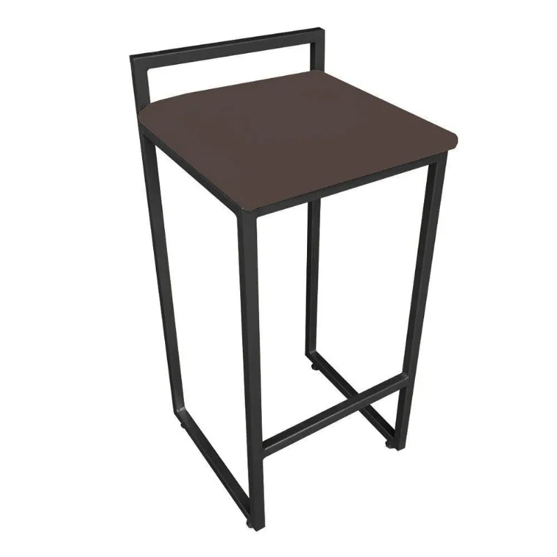 Banqueta Alta Lavínia Suede Base Preto Marrom
