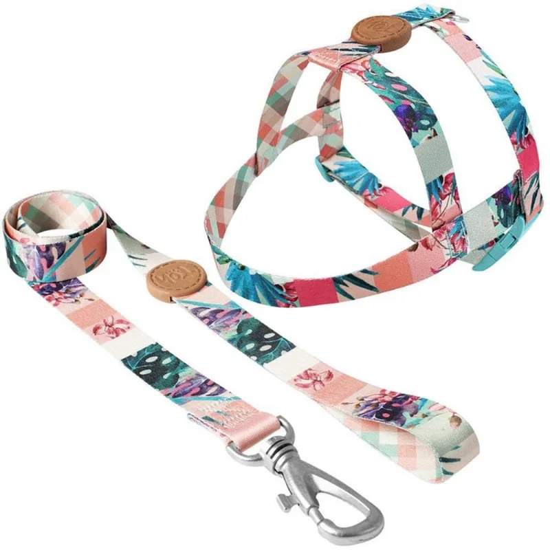 Conjunto Peitoral E Guia Tamanho G Rosa Laguna Toh Dog