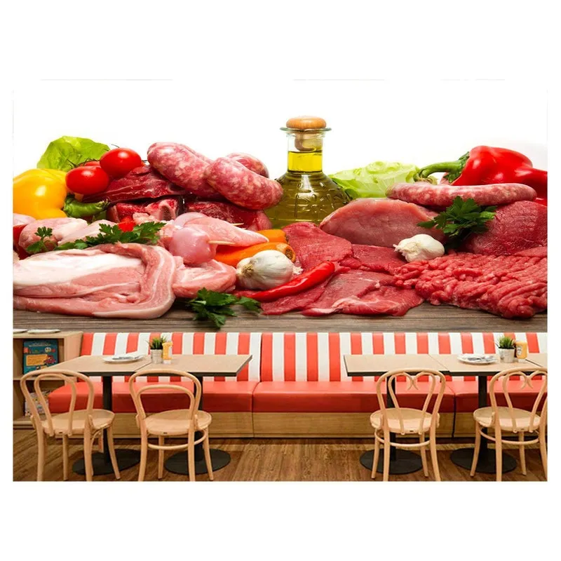 Papel De Parede Carnes Temperos Vegetais 3d Al180 3m²