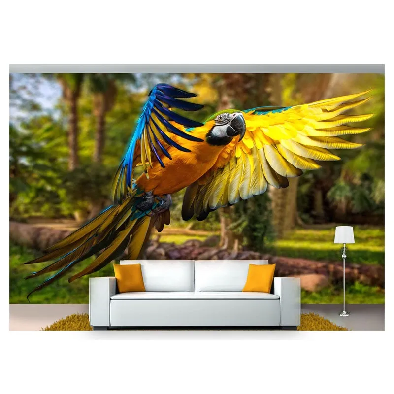 Papel De Parede Animais Arara Paisagem 3d Anm125 3m²