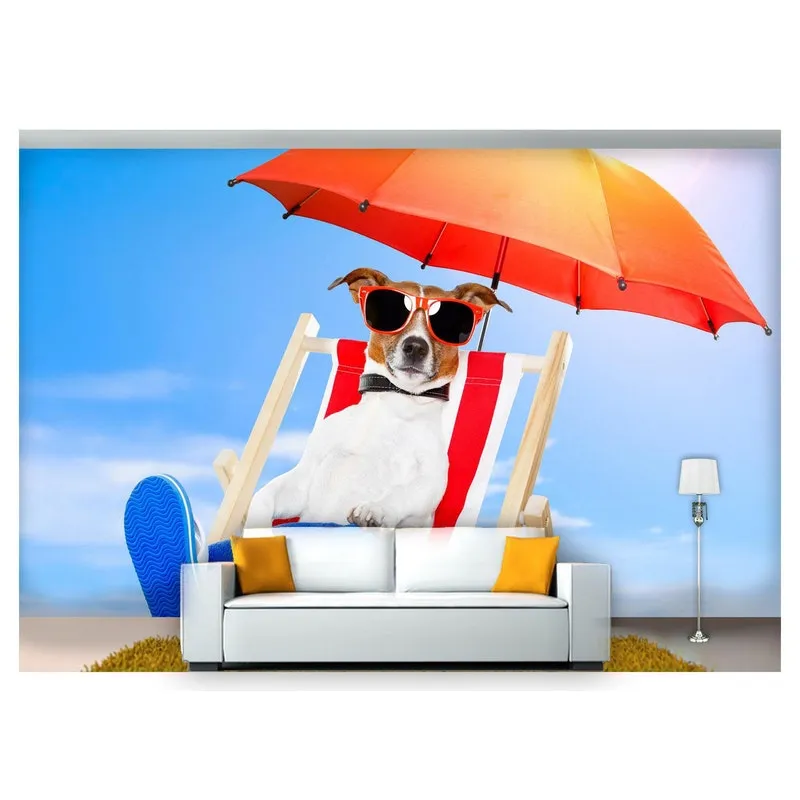 Papel De Parede Animais Cachorro Viagem 3d Anm164 3m²