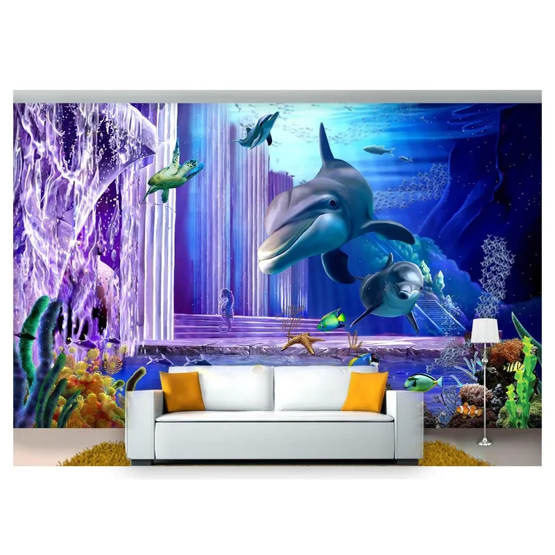 Papel De Parede Animais Golfinhos 3d Anm252 3m²