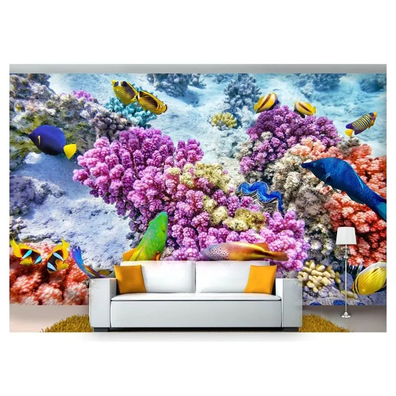 Papel De Parede Fundo Do Mar Baleias Orcas 3D Fm99 3M²