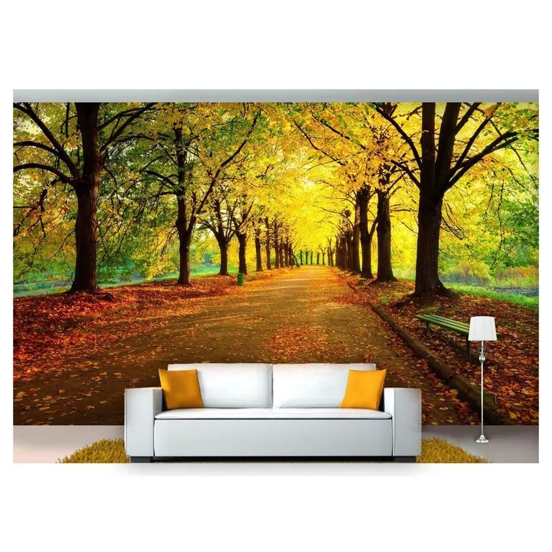 Papel De Parede Estrada Caminho Floresta 3D Nes090 3M²