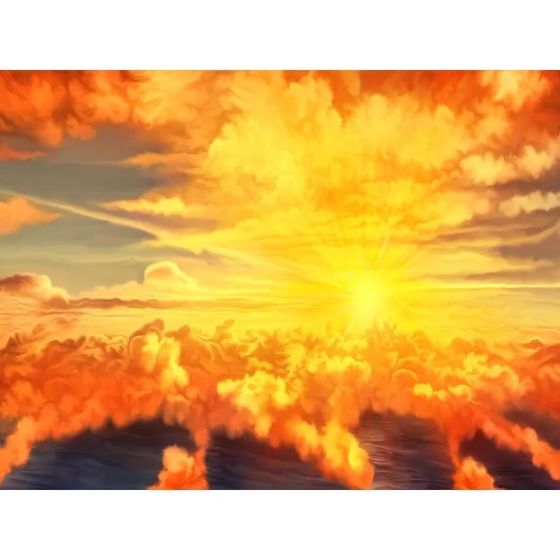 Papel De Parede Céu Nuvens Sol Pintura 3D Nsk107 3M²