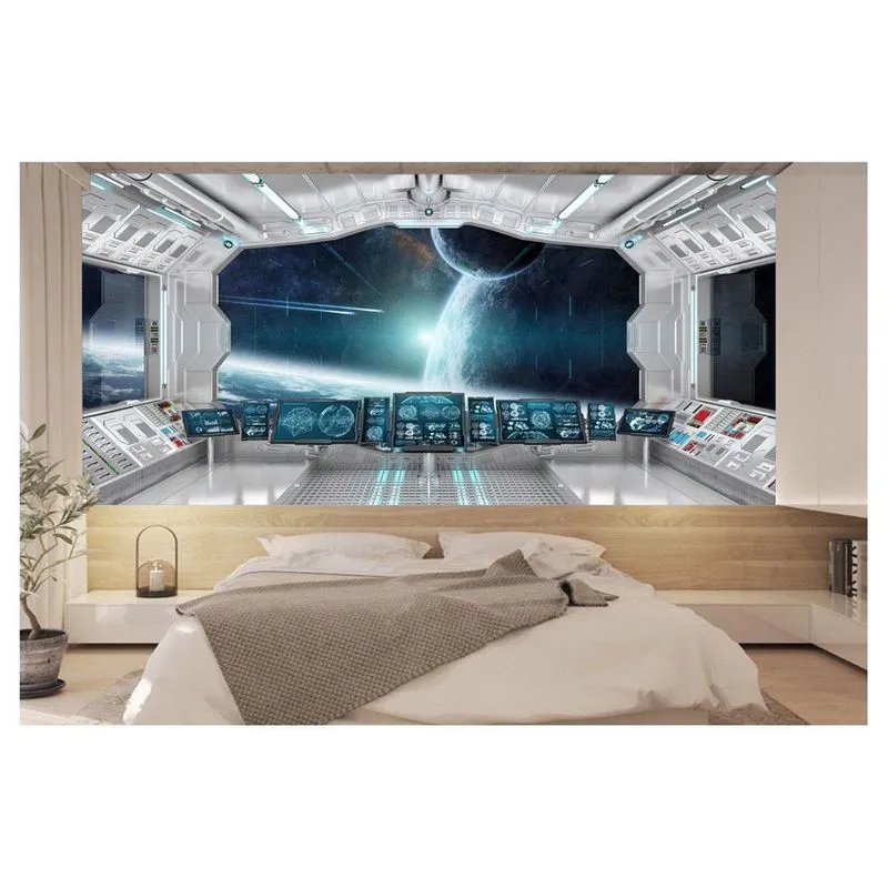 Papel De Parede Espaço Estrelas Nave Cabine 3D Nsp71 3M²