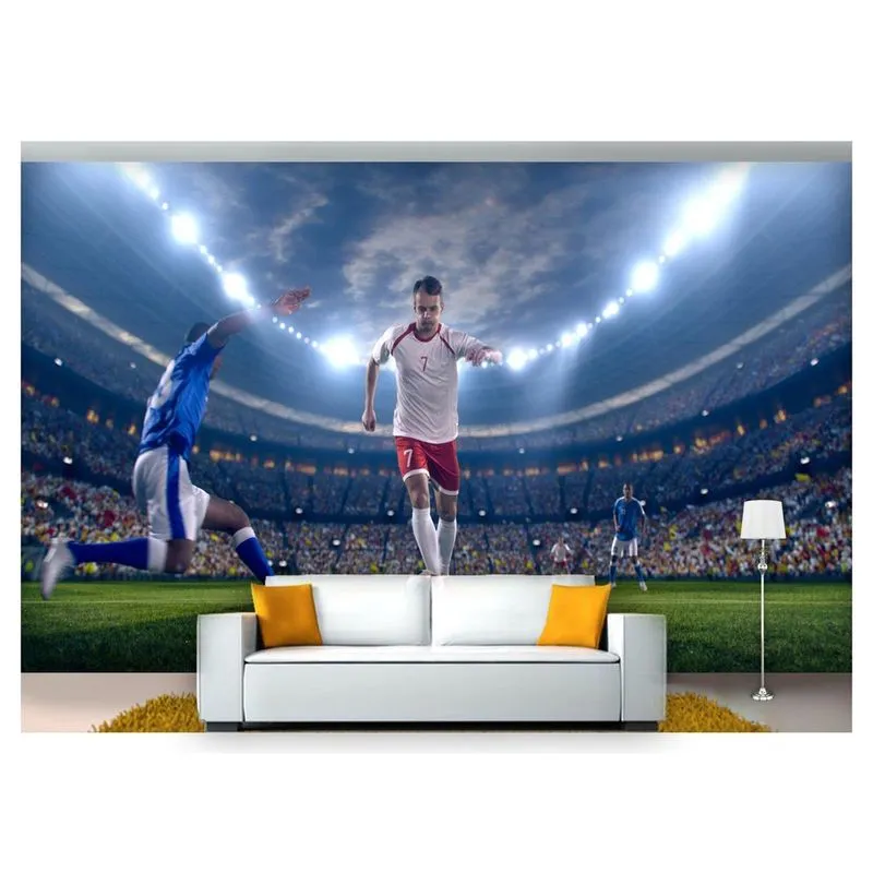 Papel De Parede Esportes Futebol Bola Campo 3D Spt35 3M²
