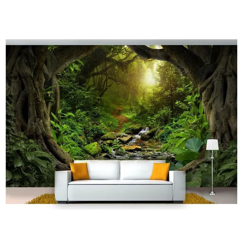 Papel De Parede Floresta Natureza Árvores 3D 3M² Xna189