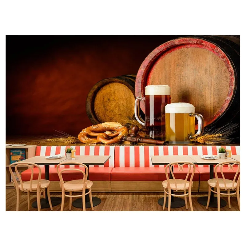 Papel De Parede Cerveja Bebida Barril Cevada 3d 6m² Al71
