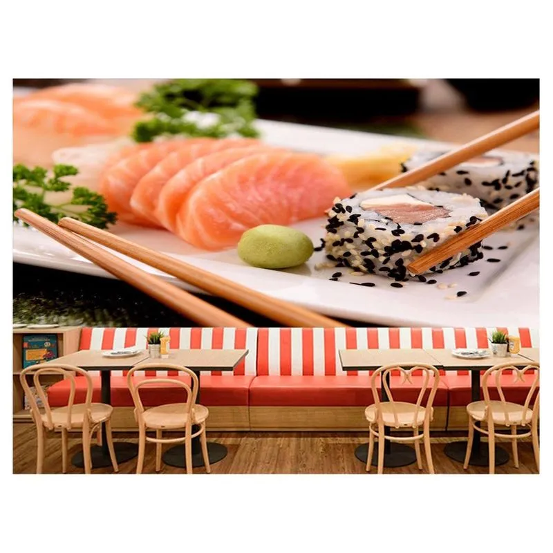 Papel De Parede Comida Japonesa Sushi 3D 6M² Al190