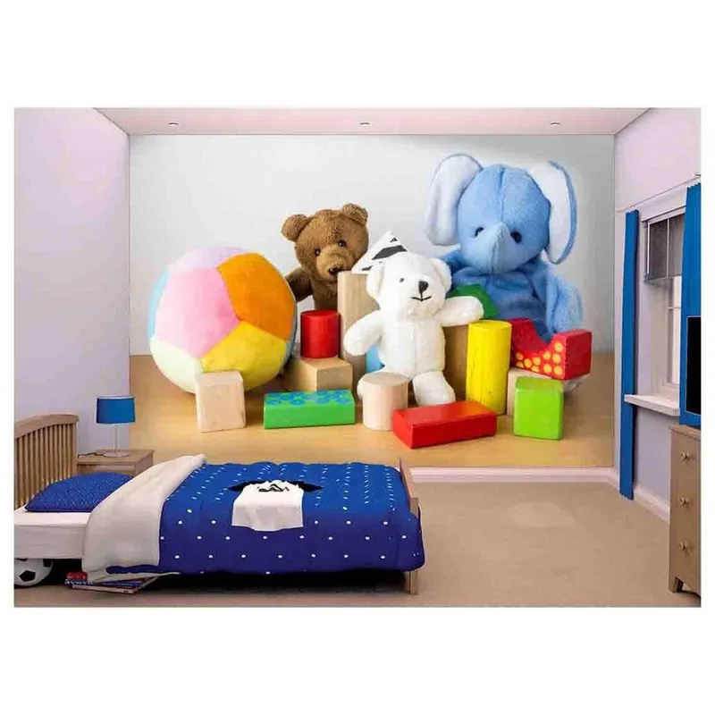 Papel De Parede Infantil Brinquedos Pelúcia 3D 6M² Azs86