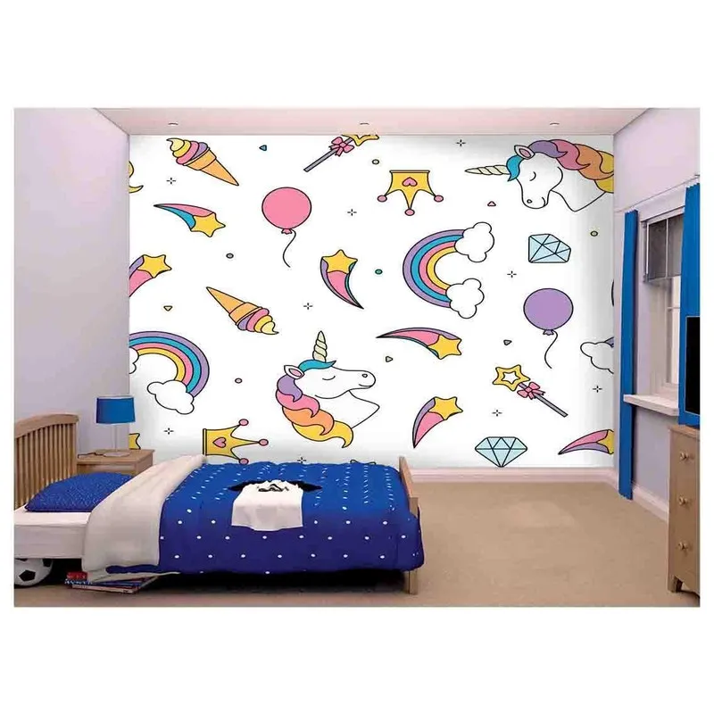 Papel De Parede Infantil Unicórinios Estrelas 6m² Azs130