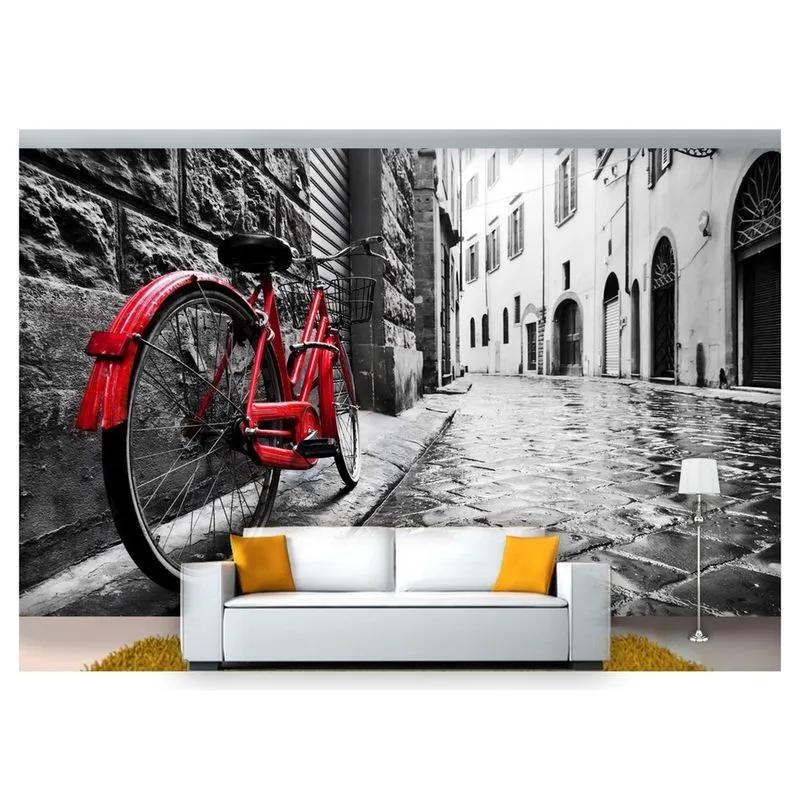 Papel De Parede Cidade Antiga Bicicleta Rua 3D 6M² Cda17