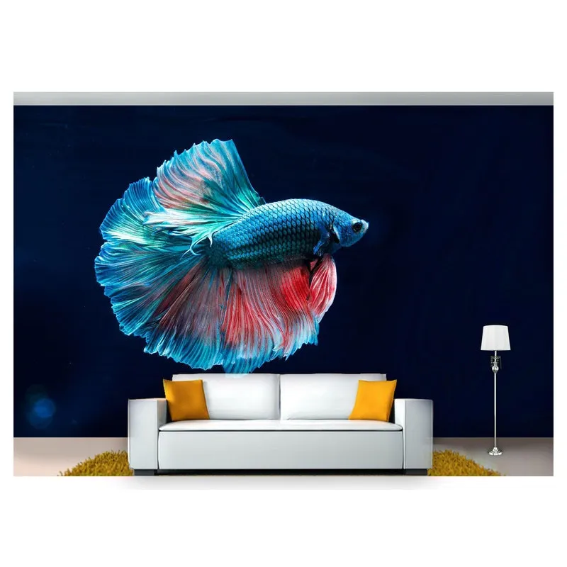 Papel De Parede Fundo Do Mar Peixe Azul 3d 6m² Fm103