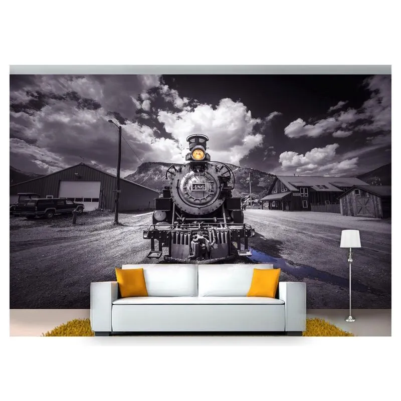 Papel De Parede Cidade Trem Antigo Locomotiva 6M² Ncd241