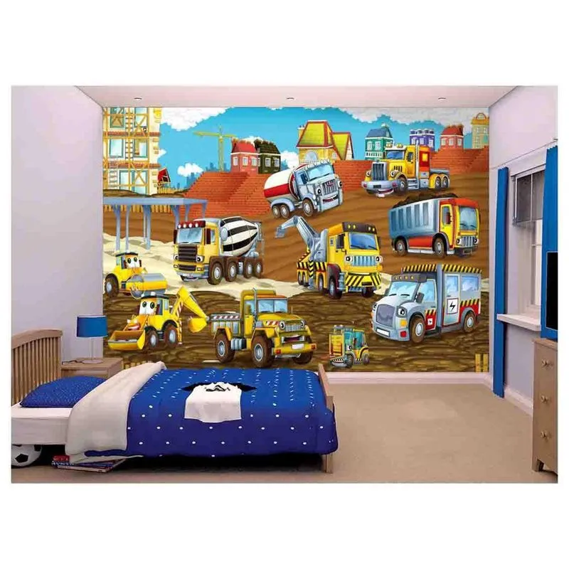 Papel De Parede Infantil Trator Caminhão Kids Azs154