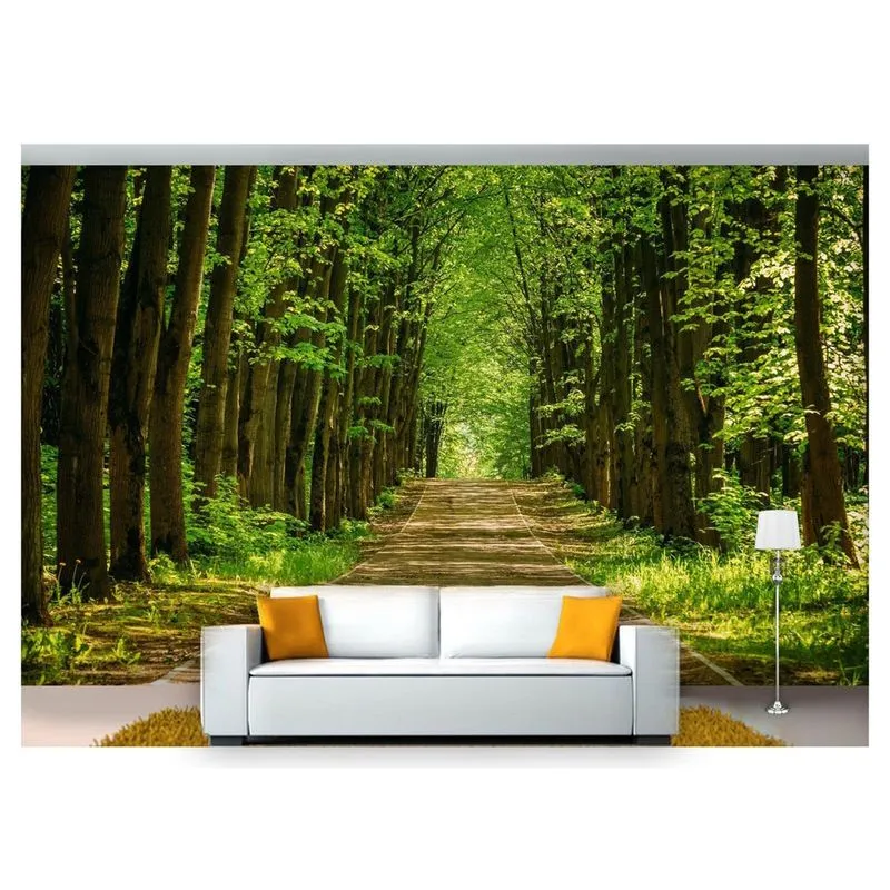 Papel De Parede Estrada Caminho Floresta 3D Nes101