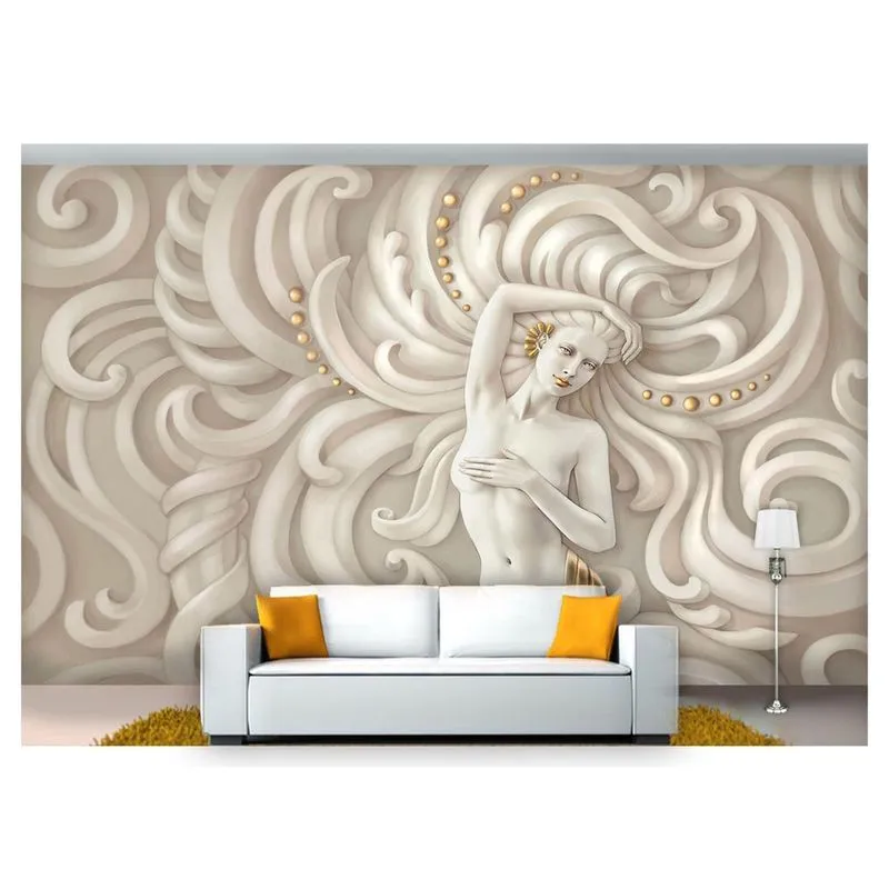 Papel De Parede Arte Mulher Musa Cabelos 3D 7,50M² At56