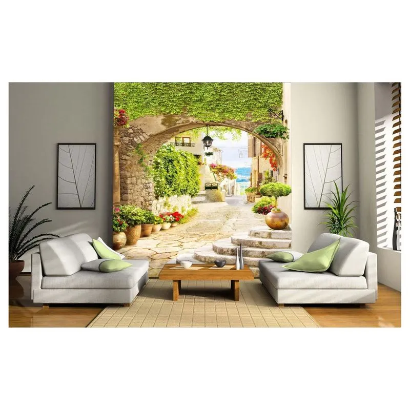 Papel De Parede Paisagem Digital Caminho Flor 7,50M² Dav54