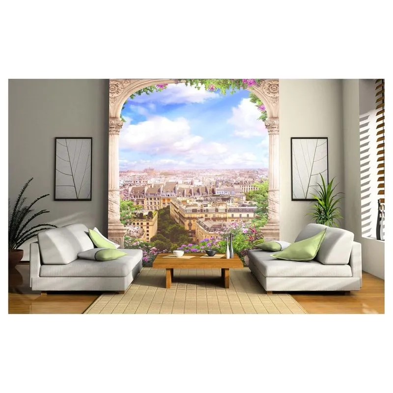 Papel De Parede Paisagem Digital Sacada Céu 3D 7,50M² Dav58