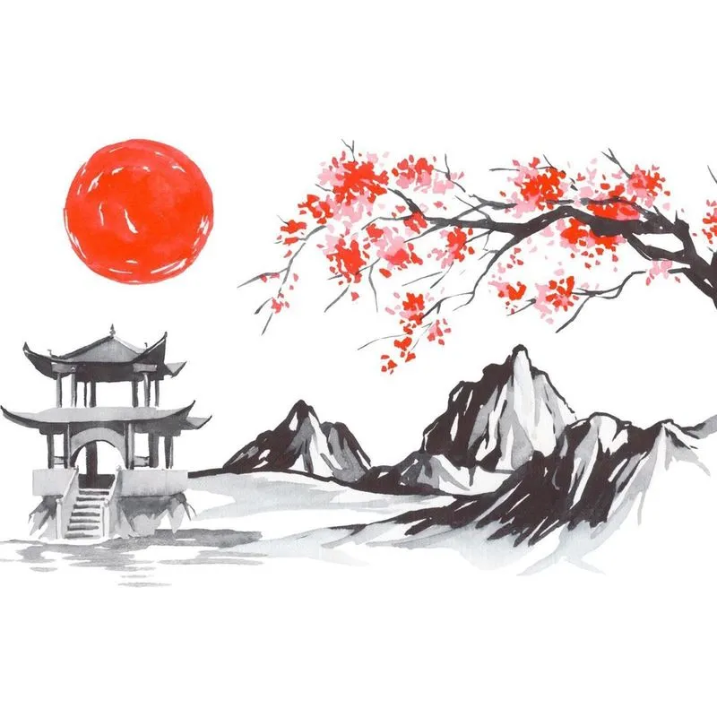 Papel De Parede Arte Pintura Antiga Tela Japão 7,50M² Tra08