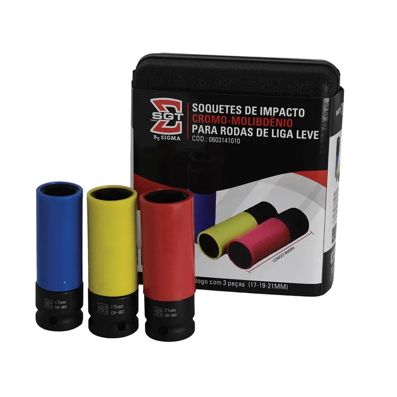 Jogo Soquetes Impacto Rodas Liga Leve 17/19/21mm - SGT TOOLS 0603141011