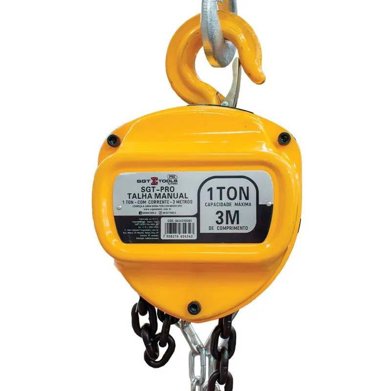 Talha Manual 1 Ton Corrente 3m - Pro - SGT TOOLS 0614010301