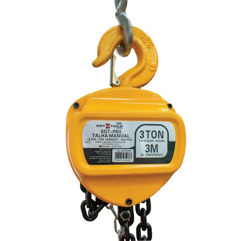 Talha Manual 3 Ton Corrente 3m - Pro - SGT TOOLS 0614010303
