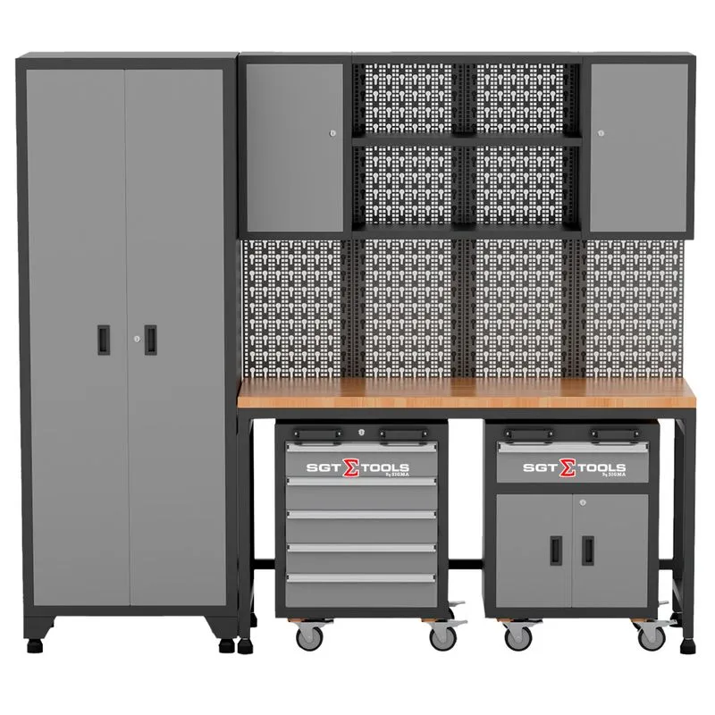 Conjunto Armários Modulados 9 Peças Cinza - SGT TOOLS 1205100653