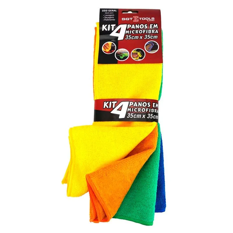Kit 4 Panos Microfibra 35x35 - SGT TOOLS 1801010504