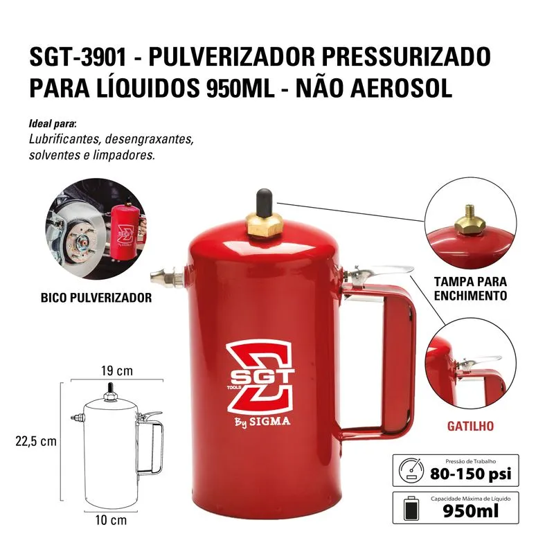 Pulverizador Pressurizado 950ml Não Aerosol SGT-3901 - SGT TOOLS 0701390100