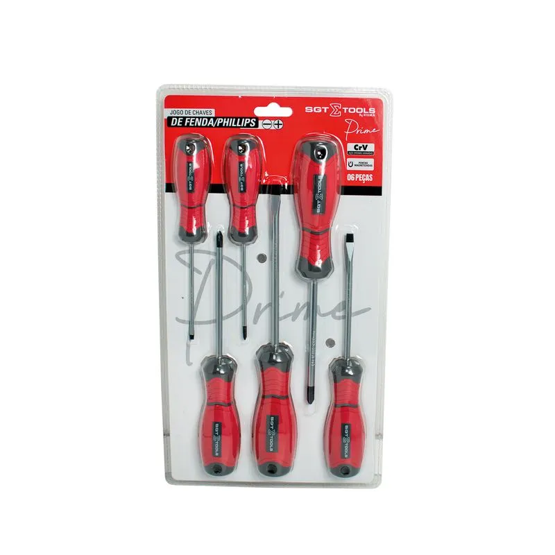 Jogo De Chaves De Fenda/Phillips Prime 6 Peças - SGT TOOLS 0601210102