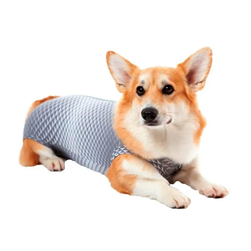 Roupa Pós Castração Pet Med Ultralight Color Cinza Geo Para Cães - Tam. 07