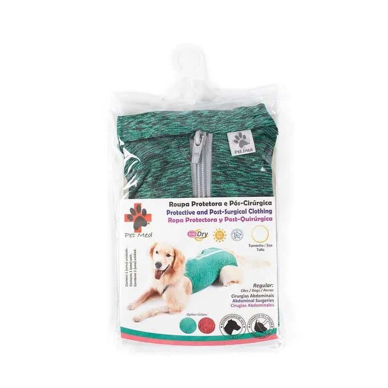 Roupa Pós Cirugirca para Cães Pet Med Regular - Duo Dry - Verde - Tamanho 1