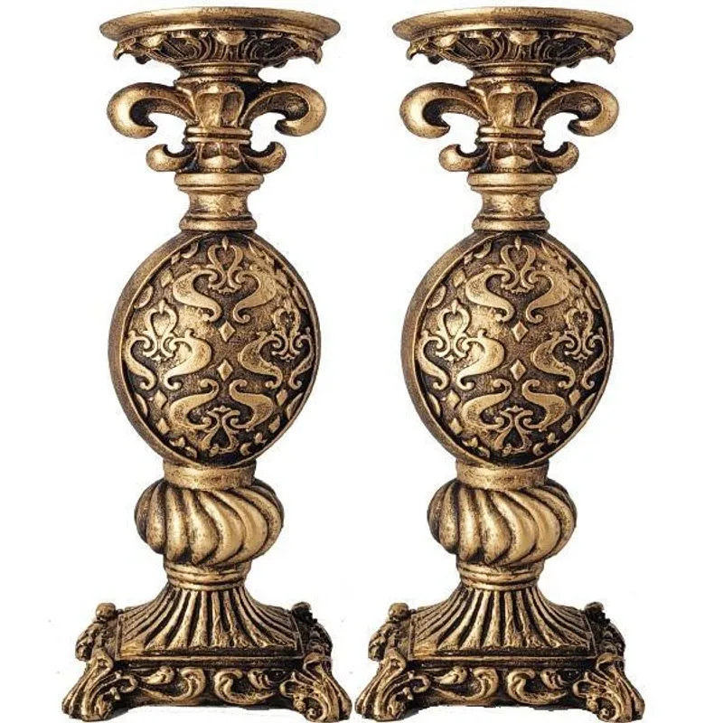 Par Castiçal Flor Lis Pedestal Decoração Vela Grande 22320