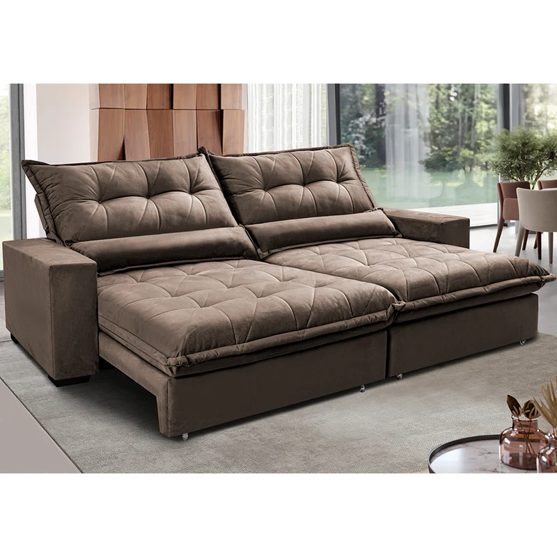 Sofa Retrátil e Reclinável com Molas Ensacadas Cama inBox Soft Tecido Suede Castor / 2,92m