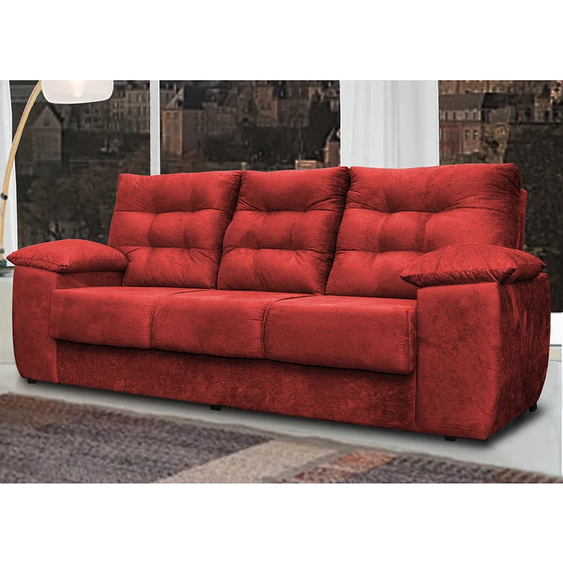 Sofá Luxemburgo Tecido Suede Vermelho / 2,02m