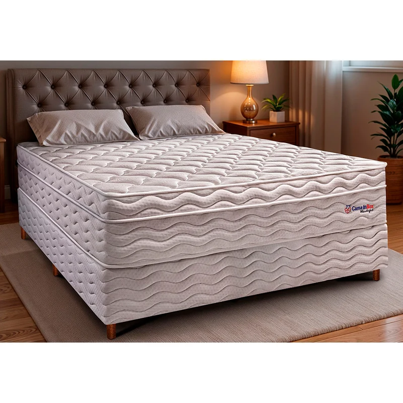 Conjunto Cama Box com Molas Ensacadas Cama inBox Wonderful Branco / Casal