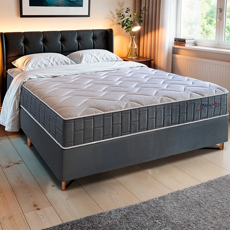 Conjunto Cama Box com Molas Ensacadas Cama inBox Cloud Cinza / Casal