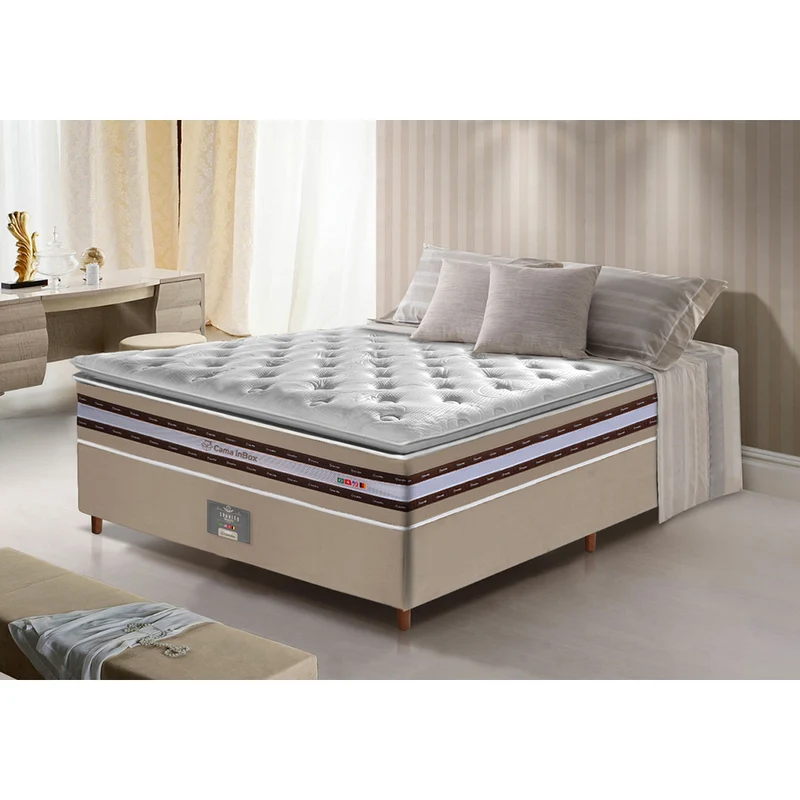 Cama Box Colchão Select + Box de Molas Ensacadas D33 com Pillow TOP Cama inBox Bege / Casal
