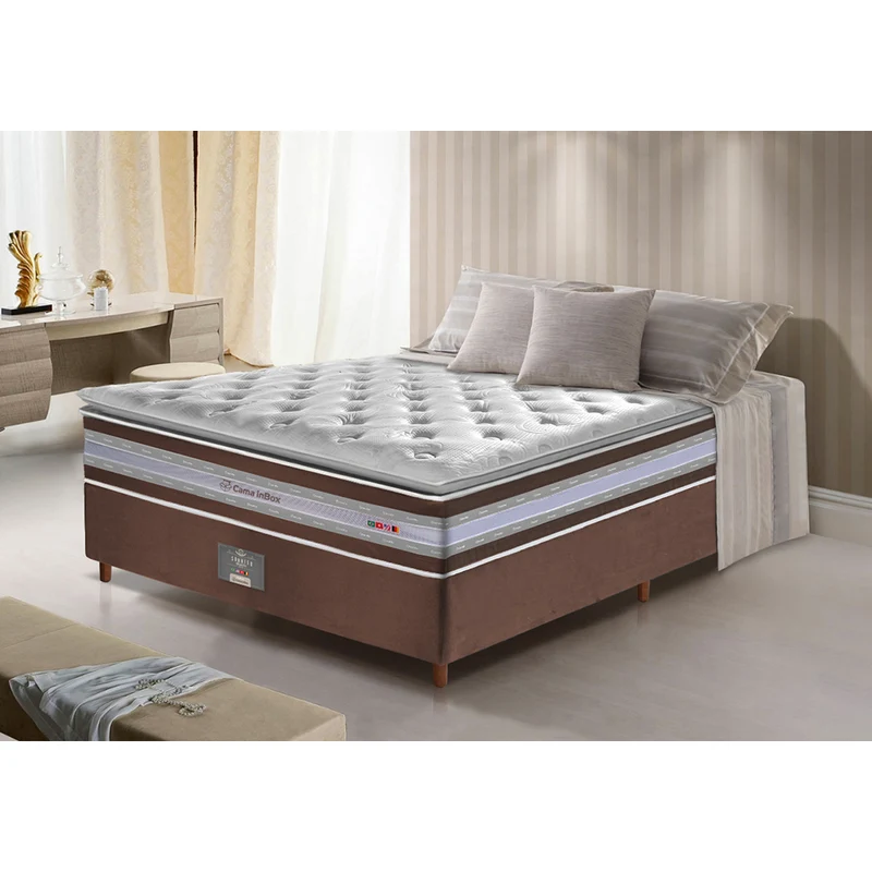Cama Box Colchão Select + Box de Molas Ensacadas D33 com Pillow TOP Cama inBox Café / Casal