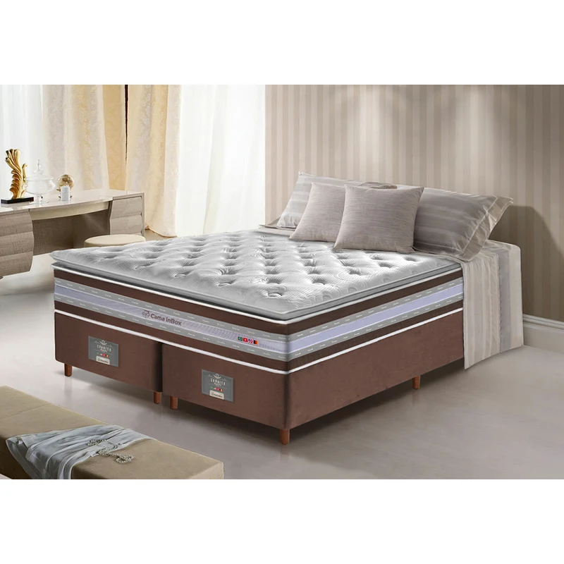 Cama Box Colchão Select + Box de Molas Ensacadas D33 com Pillow TOP Cama inBox Café / Queen